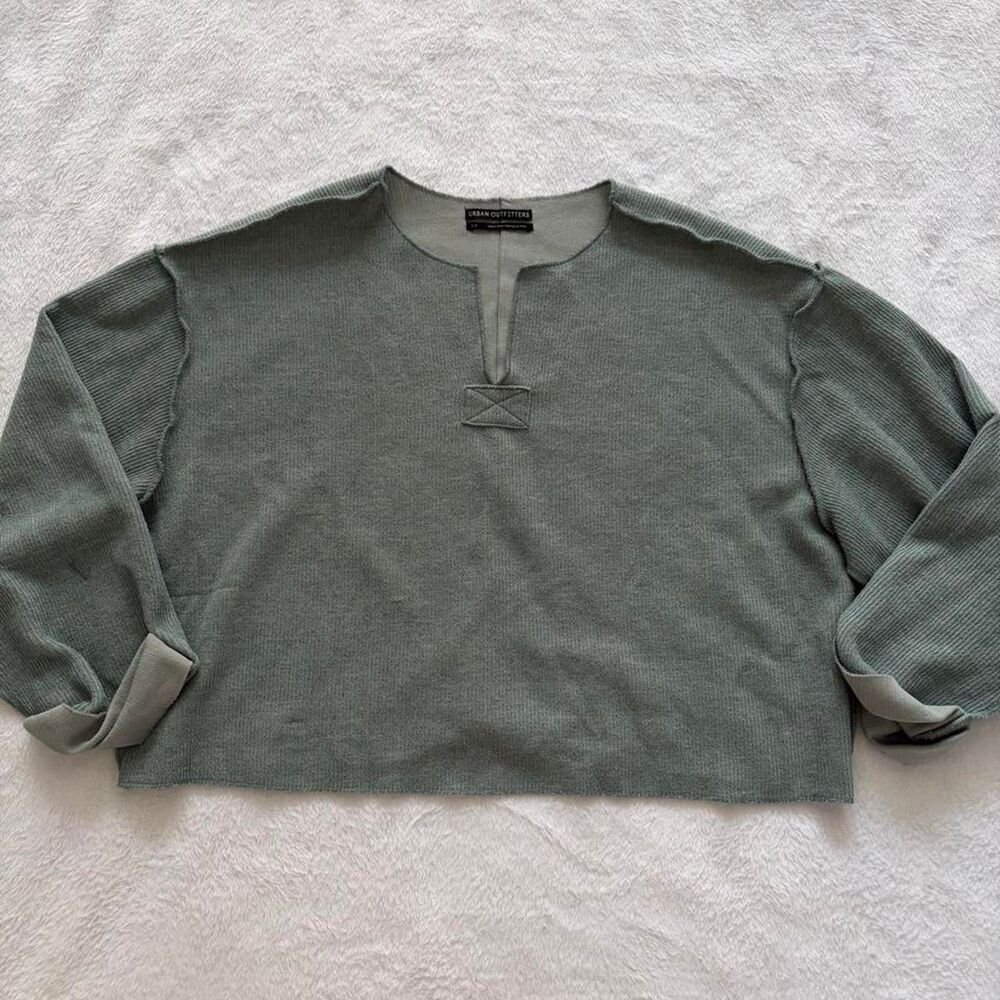 Urban Outfitters Cropped Long Sleeve Top Women's S Fall Oversized Teal Short